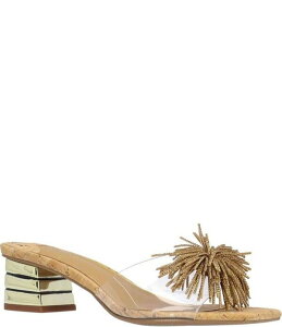 �W�F�C���j�[ ���f�B�[�X �V���[�Y �T���_�� J. Renee Ozara Vinyl Cork Pom Ornamentedresslide Sandals Clear/Natural