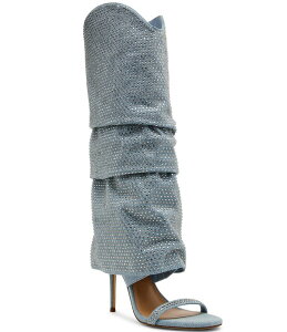 �X�e�B�[�u �}�f�� ���f�B�[�X �V���[�Y �T���_�� �f�j�� Steve Madden Ravine Denim Rhinestone Cuffed Stiletto Knee High Open Toe Dressandals Denim �f�j��