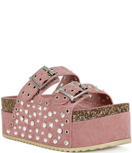 �A�U���A ���� ���f�B�[�X �V���[�Y �T���_�� �v���b�g�t�H�[�� Azalea Wang Kaegan Studded Grommet Platform Slide Sandals Pink �s���N