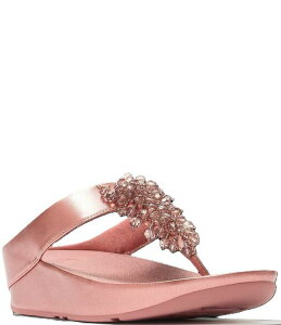 �t�B�b�g�t���b�v ���f�B�[�X �V���[�Y �T���_�� �g�[�� FitFlop Rumba Metallic Beaded Ornamenthong Wedge Sandals Metallic Rustic Rose ���^���b�N