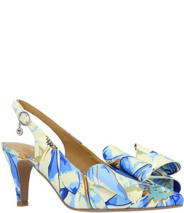 �W�F�C���j�[ ���f�B�[�X �V���[�Y �q�[�� J. Renee Lysara Bow Slingback Pumps Blue/Creamulti �N���[��