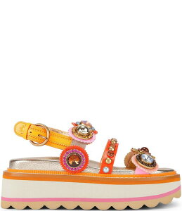 �J�[�g�W�F�C�K�[�����h�� ���f�B�[�X �V���[�Y �T���_�� �v���b�g�t�H�[�� ���U�[ Kurt Geiger London Octavia Jewel and Gemstonembellished Leather Slingback Platform Sandals Open Miscellaneous