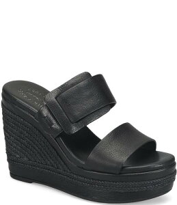 �R�[�N�C�[�Y ���f�B�[�X �V���[�Y �X���b�|���E���[�t�@�[ �T���_�� ���U�[ Kork-Ease Raya Leather Banded High Wedge Sandals Black �u���b�N
