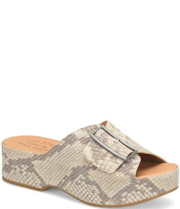 �R�[�N�C�[�Y ���f�B�[�X �V���[�Y �T���_�� �v�����g ���U�[ Kork-Ease York Snake Print Leather Buckle Banded Slide Sandals Taupe �g�[�v