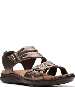 �N���[�N�X ���f�B�[�X �V���[�Y �p���v�X �v���[�c �T���_�� ���U�[ Clarks Artisan Kitly Ave Leather Pleated Strapsandals Bronze