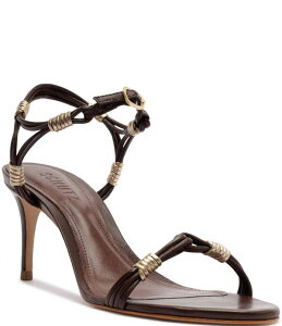 �V���b�c ���f�B�[�X �V���[�Y �q�[�� �T���_�� ���U�[ Schutz Nara Leather Mid Heel Dressandals Root Brown �u���E��