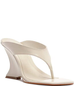 �V���b�c ���f�B�[�X �V���[�Y �T���_�� ���U�[ Schutz Maya Leather Square Toe Thong Sculpted Wedge Sandalsugar White �z���C�g