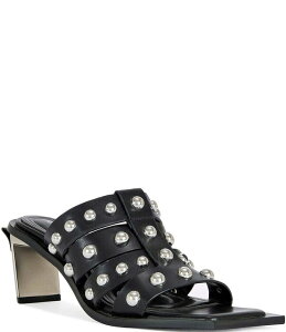 �A�U���A ���� ���f�B�[�X �V���[�Y �T���_�� Azalea Wang Vandal Studded Square Toe Slide Sandals Black �u���b�N