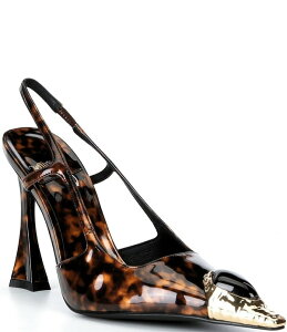 �W�F�t���[ �L�����x�� ���f�B�[�X �V���[�Y �q�[�� �L���b�v ���U�[ Jeffrey Campbell Sorcerer Tortoise Patent Leather Jeweled Cap Toe Slingback Pumps Tortoise