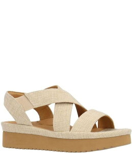 �����[���h�s�[�h ���f�B�[�X �V���[�Y �T���_�� �v���b�g�t�H�[�� ���l�� L'Amour Des Pieds Aizling Linen Platform Wedge Slip on Sandals Natural