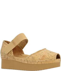 �����[���h�s�[�h ���f�B�[�X �V���[�Y �p���v�X �v���b�g�t�H�[�� L'Amour Des Pieds Amadour Cork Platform Wedge Peep Toe Pumps Natural/Gold �S�[���h