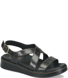 �{�[�� ���f�B�[�X �V���[�Y �T���_�� �v���b�g�t�H�[�� ���U�[ Born Victoria Leather Platform Wedge Sandals Black �u���b�N