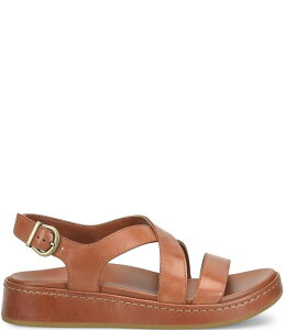 �{�[�� ���f�B�[�X �V���[�Y �T���_�� �v���b�g�t�H�[�� ���U�[ Born Victoria Leather Platform Wedge Sandals Dark Tan �^��