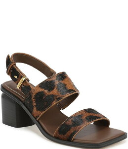 �t�����R�T���g ���f�B�[�X �V���[�Y �q�[�� �v�����g �T���_�� Sarto by Franco Sarto Rory Leopard Print Calf Hair Square Toe Block Heel Slingback Sandals Brown �u���E��