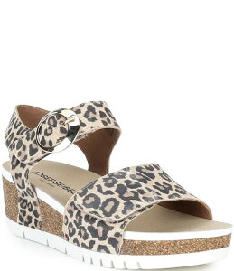 �W���Z�t�Z�C�x�� ���f�B�[�X �V���[�Y �T���_�� �v�����g �A���N�� ���U�[ Josef Seibel Quinn 16 Leather Leopard Print Ankle Wrap Banded Wedge Sandals Leopard �A�j�}��