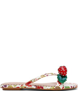 �x�b�c�B�W�����\�� ���f�B�[�X �V���[�Y �p���v�X �v�����g �T���_�� Betsey Johnson Garrik Fruit Print Rhinestone Strawberry Flat Sandals White/Multi �z���C�g