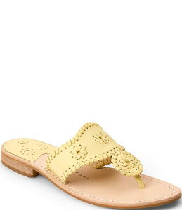 �W���b�N���W���[�X ���f�B�[�X �V���[�Y �T���_�� ���U�[ Jack Rogers Jacks Leather Woven Detail Thong Sandals Pastel Yellow �C�G���[