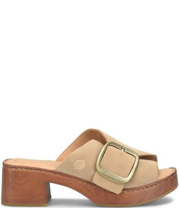 �{�[�� ���f�B�[�X �V���[�Y �T���_�� �v���b�g�t�H�[�� �X�G�[�h Born Bangle Suede Buckle Platform Slide Sandals Taupe �g�[�v