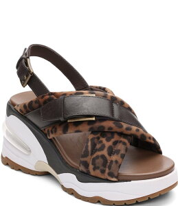 �A�b�V�� ���f�B�[�X �V���[�Y �X�j�[�J�[ �v�����g �T���_�� �X�G�[�h ASH Dixie Bis Leopard Print Suede Slingback Wedge Sport Sandals Leopard �A�j�}��