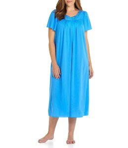 �~�X �G���[�� ���f�B�[�X �A���_�[�E�F�A �i�C�g�E�F�A �v���X�T�C�Y Miss Elaine Plus Size Short Sleeve Jewel Neck Long Nightgown Sapphire �T�t�@�C�A