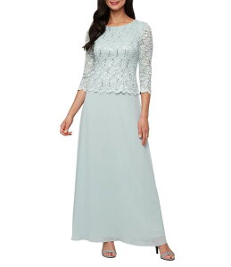 �A���b�N�X�C�u�j���O�X ���f�B�[�X �g�b�v�X �����s�[�X ���[�X Alex Evenings 3/4 Sleeve Boat Neck Lace Dress Fresh Mint �~���g