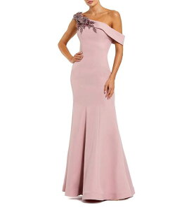 �}�b�N�_�K�� ���f�B�[�X �g�b�v�X �����s�[�X �t�����[�� �t�����[ Mac Duggal One Shoulder 3D Floral Beaded Applique Mermaid Gown Rose
