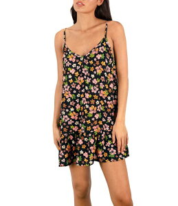 �n�[���[ ���f�B�[�X �g�b�v�X �����s�[�X �t������ V�l�b�N A ���C�� �t���� Hurley Hibiscus Dream V-Neck Ruffle Hem A-Line Dresswim Cover-Up Black Floral �u���b�N