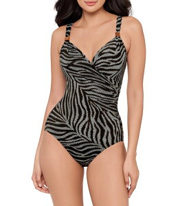 �~���N���X�[�c ���f�B�[�X �g�b�v�X �����s�[�X V�l�b�N Miraclesuit Zirconic Siren Surplice V-Neck Underwire Tank One piece Swimsuit Black/White �z���C�g
