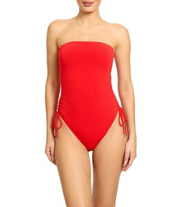 ���r���s�b�R�[�l ���f�B�[�X �g�b�v�X �����s�[�X�g���b�v���X ROBIN PICCONE Solid Aubrey Strapless High Leg Bandeau One Piece Swimsuit Fiery Red ���b�h