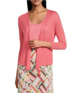 �j�b�N�A���h�]�[ ���f�B�[�X �A�E�^�[ �j�b�g�E�Z�[�^�[ V�l�b�N �J�[�f�B�K�� NIC + ZOE Lightweight V-Neck 3/4 Sleeve 4-Way Cardigan Raspberry