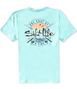 �\���g���C�t �����Y �g�b�v�X �V���c Salt Life One Cast At A Time Short Sleeve T-Shirt Aruba Blue �u���[