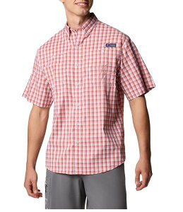�R�����r�A �����Y �g�b�v�X �V���c Columbia PFG Super Tamiami Check Short Sleeve Woven Shirt Dusty Crimson/Gradient Check �N�����]��