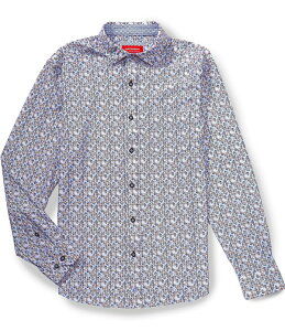 �W�����X�g���A���h�}�[�t�B�[ �����Y �g�b�v�X �V���c �v�����g Johnston & Murphy Multi XC+ Motion Printed Long Sleeve Woven Shirt Blue/Tan Split Disc �u���[