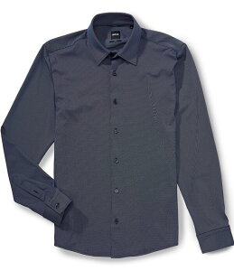 �q���[�S�{�X �����Y �g�b�v�X �V���c �X�����t�B�b�g Hugo Boss P-Roan Slim Fit Long Sleeve Woven Shirt Open Blue �u���[