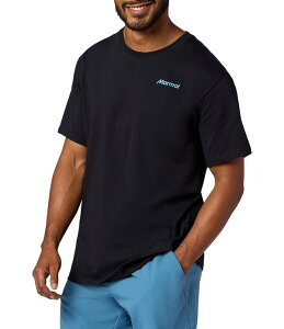 �}�[���b�g �����Y �g�b�v�X �V���c �N���[�l�b�N ���u �O���t�B�b�N Marmot For Life Short Graphic Ribbed Crew Neck Sleeve T-Shirt Black �u���b�N