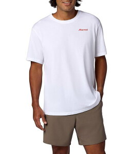 �}�[���b�g �����Y �g�b�v�X �V���c �N���[�l�b�N ���u �O���t�B�b�N Marmot For Life Short Graphic Ribbed Crew Neck Sleeve T-Shirt White �z���C�g