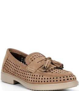 �G�R�[ ���f�B�[�X �V���[�Y �p���v�X�G�[�h ���[�t�@�[ ECCO Women's Classic Perforated Suede Tassel Penny Loafers Brown �u���E��