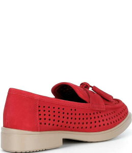�G�R�[ ���f�B�[�X �V���[�Y �p���v�X�G�[�h ���[�t�@�[ ECCO Women's Classic Perforated Suede Tassel Penny Loafers Red ���b�h