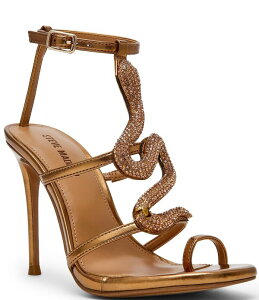 �X�e�B�[�u �}�f�� ���f�B�[�X �V���[�Y �T���_�� ���b�v�����s�[�X �A���N�� Steve Madden Python Snake Hardware Strappy Ankle Wrap Dressandals Bronze