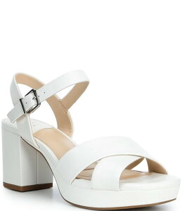 �A���b�N�X�}���[ ���f�B�[�X �V���[�Y �T���_�� �v���b�g�t�H�[�� ���U�[ Alex Marie Anette Leather Cross Band Platform Sandals White �z���C�g