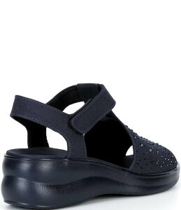 �A���b�N�X�}���[ ���f�B�[�X �V���[�Y �T���_�� �v���b�g�t�H�[�� Alex Marierica Washable Jewel Embellished Platform Sandals Navy �l�C�r�[