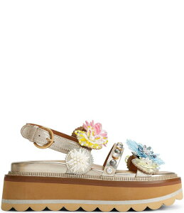 �J�[�g�W�F�C�K�[�����h�� ���f�B�[�X �V���[�Y �T���_�� �v���b�g�t�H�[�� ���U�[ Kurt Geiger London Octavia Flower and Gemstonembellished Leather Slingback Platform Sandals Gold �S�[���h