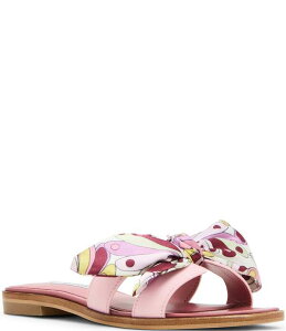 �X�e�B�[�u �}�f�� ���f�B�[�X �V���[�Y �p���v�X �v�����g �T���_�� ���U�[ Steve Madden Hadyn Groovy Print Scarf Leather Flat Slide Sandals Pink/Multi �s���N