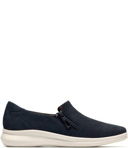 �N���[�N�X ���f�B�[�X �V���[�Y �X�j�[�J�[ �X�G�[�h Clarks Artisan Lynell Sky Nubuck Suede Side Ziperforated Slip On Sneakers Navy �l�C�r�[