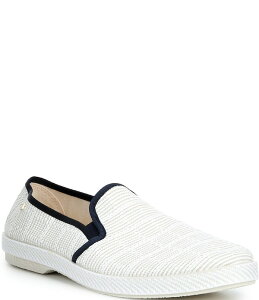 ���r�G�� �����Y �V���[�Y �X���b�|���E���[�t�@�[ Rivieras Men's Textured Raffia Slip-On Loafers Ivory Navy �A�C�{���[