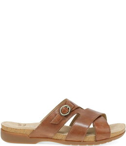 �_���X�R ���f�B�[�X �V���[�Y �T���_�� ���U�[ Dansko Regan Leather Crosstrap Slide Sandals Toffee