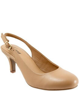 �g���b�^�[�Y ���f�B�[�X �V���[�Y �p���v�X ���U�[ Trotters Lexi Leather Slingback Pumps Beige �x�[�W��