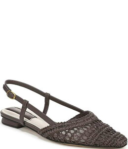 �t�����R�T���g ���f�B�[�X �V���[�Y �p���v�X Franco Sarto Riona Woven Raffia Slingback Flats Dark Brown �u���E��