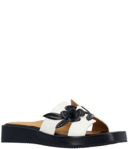 �����[���h�s�[�h ���f�B�[�X �V���[�Y �T���_�� ���U�[ L'Amour Des Pieds Aldara Leather Flower Vine Slide Sandals White/Black �z���C�g