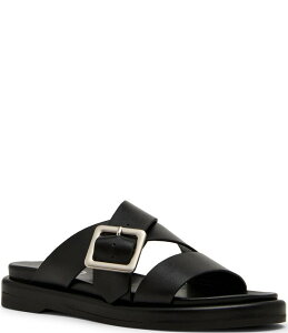�u�����h ���f�B�[�X �V���[�Y �p���v�X �T���_�� ���U�[ Blondo Larah Waterproof Leather Banded Slide Sandals Black �u���b�N